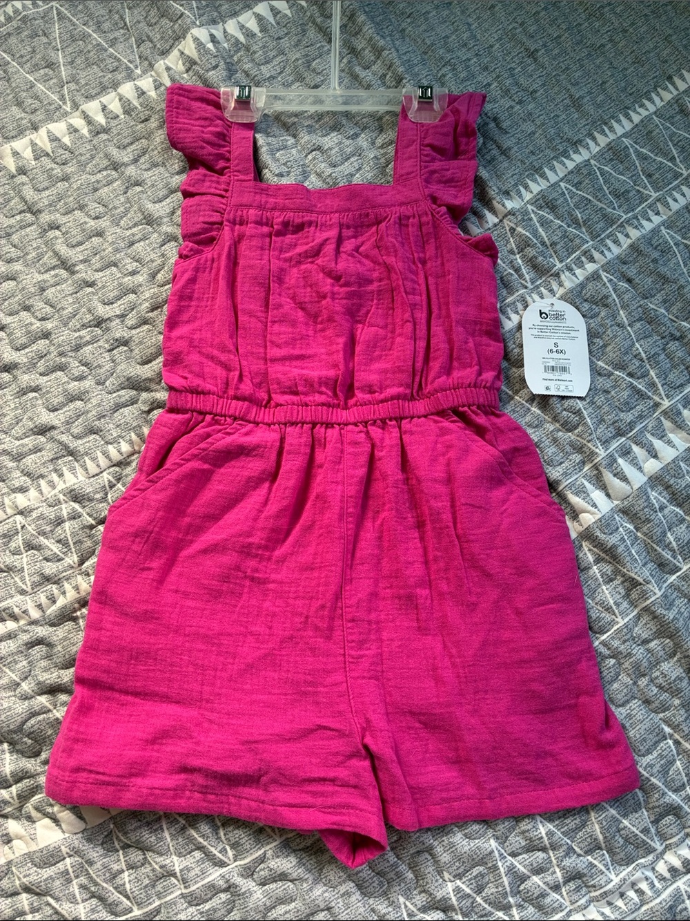 wonder nation Hot Pink RIOT Ruffle Strap Romper Sz 6-6X NWT